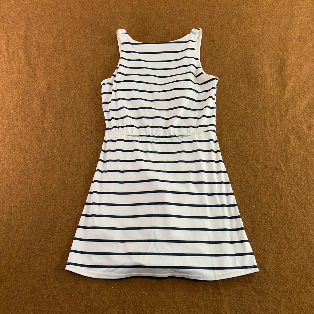 All in Motion Womens Small White Striped Sleeveless Active Tennis Dress New